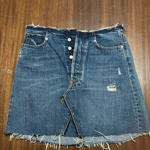 Zara Blue Distressed Denim Mini Skirt